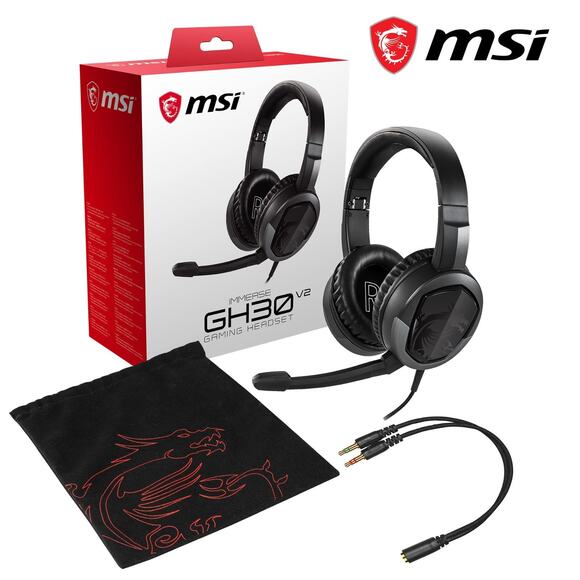 MSI GH30 V2 Detachable Mic Lightweight Foldable Gaming Headphones Headset - Picture 1 of 7